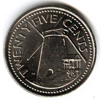 Лот: 18771389. Фото: 1. Барбадос 25 центов 2007 первый... Америка