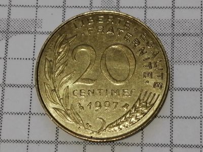 Лот: 15556832. Фото: 1. Франция 20 сантимов 1997 год... Россия после 1991 года
