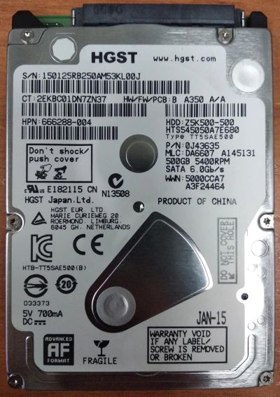 Лот: 18730676. Фото: 1. Жесткий диск HGST Travelstar Z5K500... Жёсткие диски (HDD)