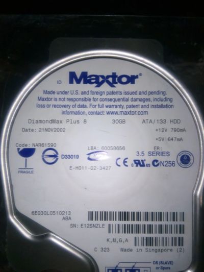 Лот: 16990095. Фото: 1. Жёсткий диск Maxtor 30GB. Жёсткие диски (HDD)