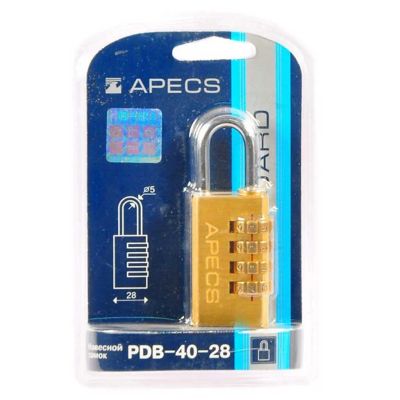 Лот: 24088931. Фото: 1. Замок навесной Apecs, PDB-40-28-CODE... Замки