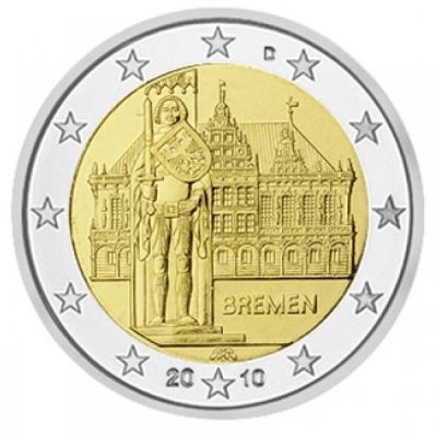 Лот: 15572332. Фото: 1. 2 евро 2010 Бремен тип D AU. Европа