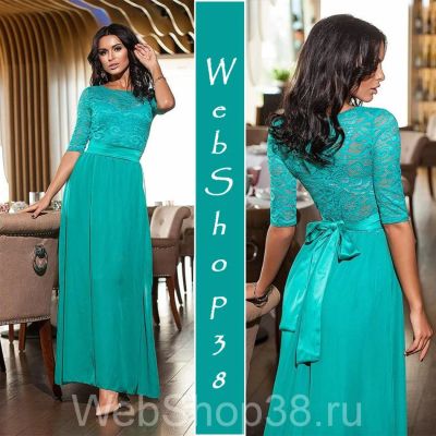Лот: 8676274. Фото: 1. Платье бирюзовое в пол. Платья