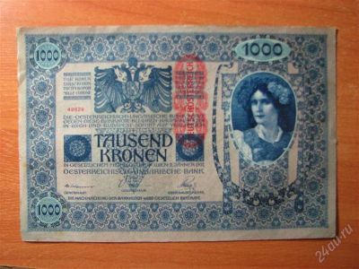 Лот: 2095484. Фото: 1. Австрия 1000 крон 1919 надпечатка... Европа