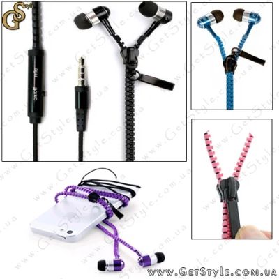 Лот: 6059706. Фото: 1. Наушники на молнии Zipper Earphones... Наушники, гарнитуры