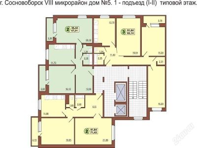 Лот: 91449. Фото: 1. 2-х комнатн г.Сосновоборск жд... Квартиры, студии