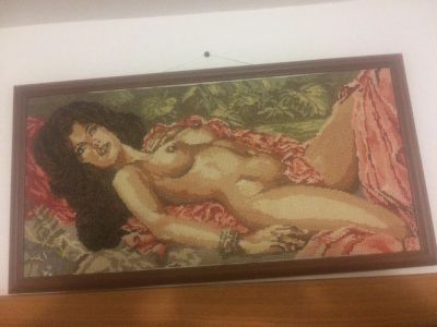 Лот: 10970876. Фото: 1. Картина Голая девушка.Крестиком. Картины, рисунки