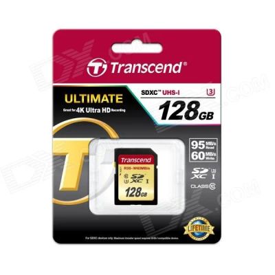 Лот: 4265093. Фото: 1. Карта памяти SD XC 128 GB Transcend... Карты памяти