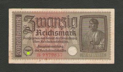 Лот: 15686663. Фото: 1. 20 рейхсмарок 1939-1945 гг. Германия... Германия и Австрия