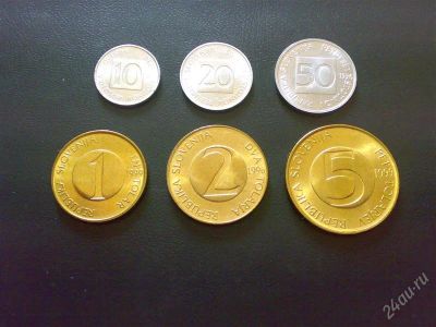 Лот: 1805595. Фото: 1. Словения 6 монет 1996-99 г. AU. Европа