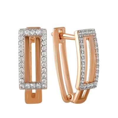 Лот: 23878281. Фото: 1. Серьги TALANT из золота с фианитами. Серьги, каффы