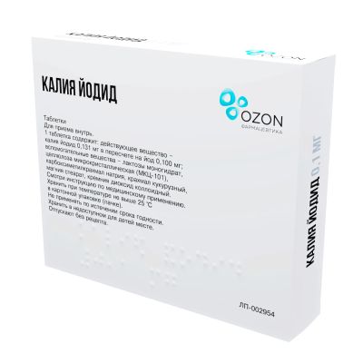 Лот: 23983504. Фото: 1. Калия йодид таб. 100мкг №100. Спортивное питание, витамины