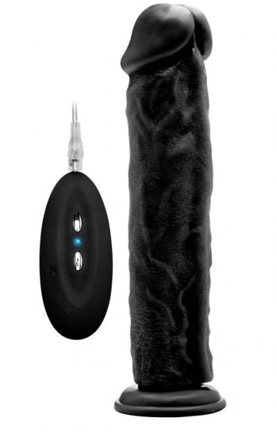 Лот: 10064969. Фото: 1. Чёрный вибратор-реалистик Vibrating... Игрушки