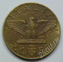 Лот: 148731. Фото: 1. Италия. 5 чентезимо 1941г. Европа