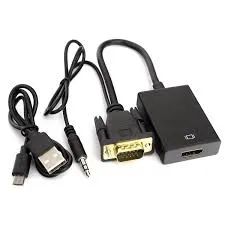 Лот: 23961211. Фото: 1. Адаптер VGA в HDMI + Audio с внешним... Шлейфы, кабели, переходники