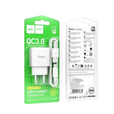 Лот: 25794932. Фото: 1. СЗУ HOCO C140A+Type-C QC 3.0 18W... Зарядные устройства, блоки питания, адаптеры сетевые для смартфонов