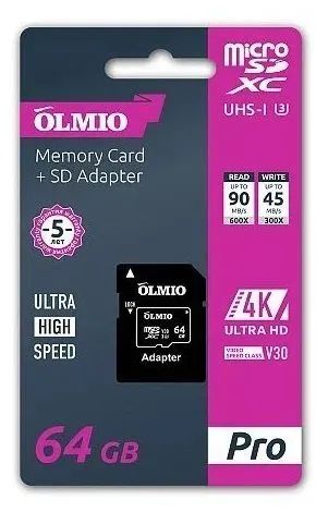 Лот: 25795761. Фото: 1. Карта памяти OLMIO microSDXC 64GB... Карты памяти