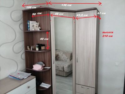 Лот: 17363693. Фото: 1. Шкаф угловой. Отличное состояние... Шкафы, шкафы-купе