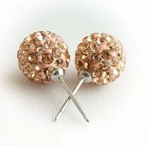 Лот: 398675. Фото: 1. Серьги-гвоздики Shamballa. Серьги, каффы