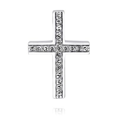 Лот: 23976314. Фото: 1. Крест из белого золота с бриллиантами. Кулоны, подвески