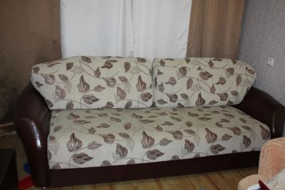 Лот: 4966593. Фото: 1. Диван б/у кожа и ткань. Диваны