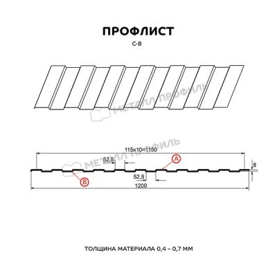 Лот: 21420912. Фото: 1. Профлист С-8x1150 0,45мм. Кровельные материалы