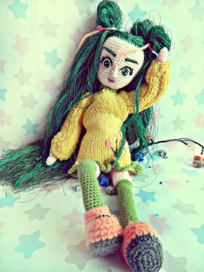 Лот: 11700696. Фото: 1. Зеленоволосая кукла(возможен повтор... Авторские куклы, игрушки, поделки