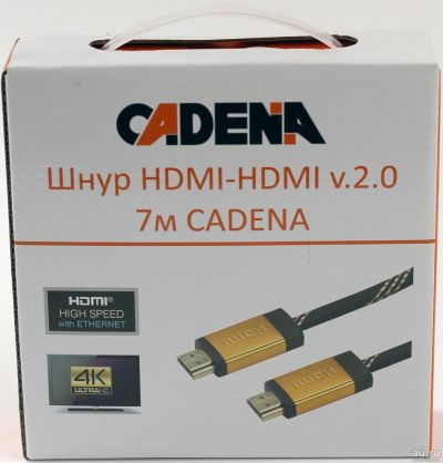 Лот: 18330658. Фото: 1. Шнур HDMI-HDMI v.2.0 7м Cadena. Шнуры, кабели, разъёмы