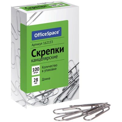 Лот: 20035453. Фото: 1. Скрепки 28мм. OfficeSpace 100шт... Другое (канцелярские и офисные товары)