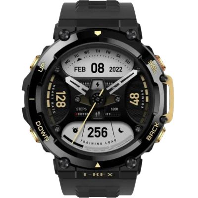 Лот: 22218725. Фото: 1. Умные часы Amazfit T-REX 2, черно-золотые... Смарт-часы, фитнес-браслеты, аксессуары