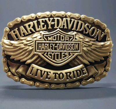 Лот: 12599584. Фото: 1. Л54 Пряжка HarleyDavidson.Литая... Работа с кожей