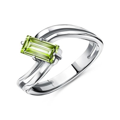 Лот: 23787781. Фото: 1. Серебряное кольцо с хризолитом. Кольца, перстни