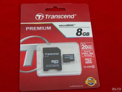 Лот: 13657211. Фото: 1. Карта памяти microSD HC 8 GB Transcend... Карты памяти