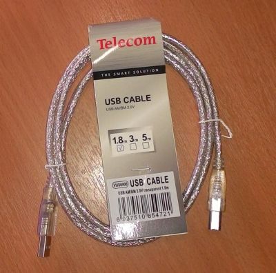 Лот: 9921882. Фото: 1. Кабель USB AM/BM 1,8 метра. Шлейфы, кабели, переходники