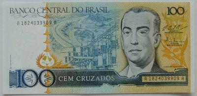 Лот: 7768698. Фото: 1. R Бразилия 100 крузадо 1987, UNC. Америка