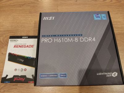 Лот: 24354284. Фото: 1. i3 12100f / msi h610m-B / 2x8gb... Комплекты запчастей