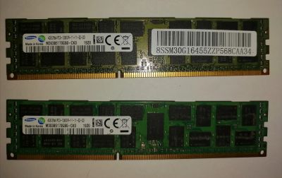 Лот: 20127948. Фото: 1. 2х DDR3-1600 4gb reg Samsung Серверная... Оперативная память