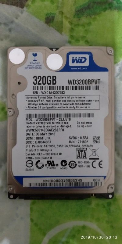 Лот: 14925798. Фото: 1. Жесткий диск WesternDigital 320GB... Жёсткие диски (HDD)