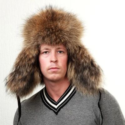 Лот: 5168016. Фото: 1. Шапка ушанка из меха енота и натуральной... Головные уборы