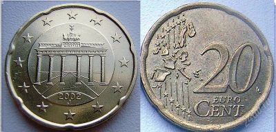 Лот: 1995844. Фото: 1. 20 евроцентов Германия Обмен. Европа