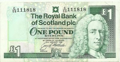 Лот: 10045114. Фото: 1. Шотландия. 1 Фунт 1996 г.(Б -... Европа