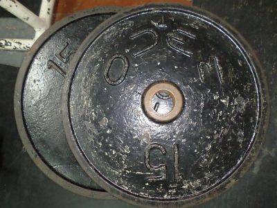 Лот: 3098502. Фото: 1. блины для штанги металл 2х15 кг... Штанги, блины