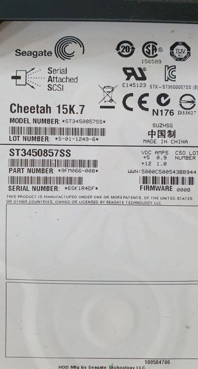 Лот: 20670864. Фото: 1. Жесткий диск Seagate Cheetah ST3450857SS... Жёсткие диски