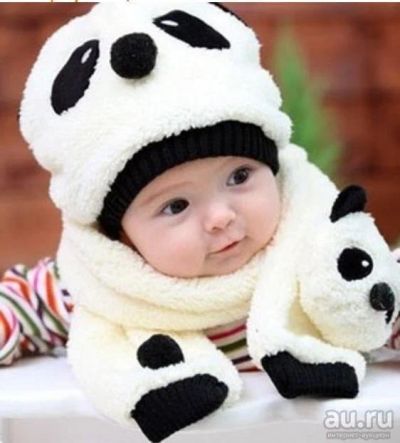Лот: 8364680. Фото: 1. Шапка панда с шарфом. Головные уборы