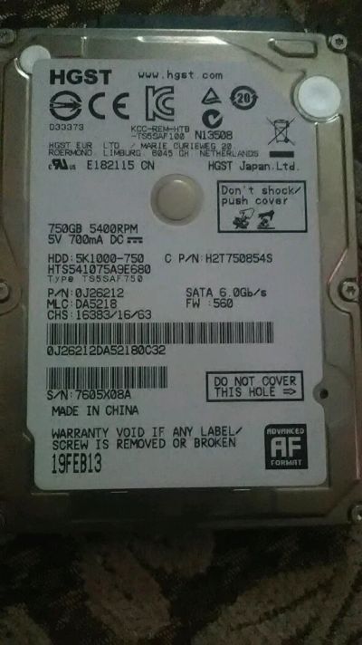 Лот: 11894727. Фото: 1. Ноутбучный жёсткий диск. Жёсткие диски (HDD)