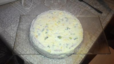 Лот: 7733989. Фото: 1. Торт с кусочками фруктов. Торты, пирожные
