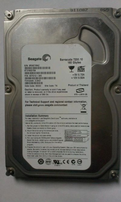 Лот: 10864921. Фото: 1. Seagate 160 Gb IDE. Жёсткие диски