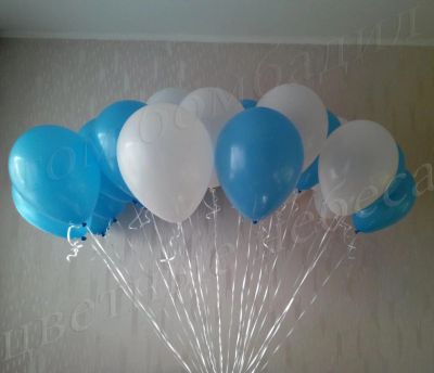 Лот: 6372740. Фото: 1. Гелиевые шары. Голубые + белые... Воздушные шары