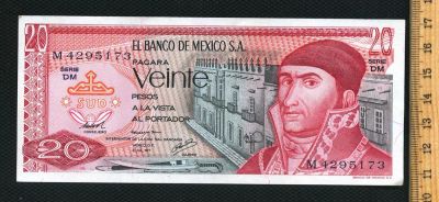 Лот: 3156987. Фото: 1. Мексика 20песо 1977г. (люкс). Другое (банкноты)