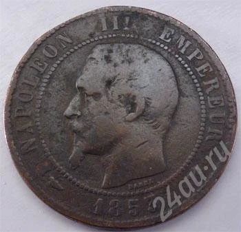 Лот: 233841. Фото: 1. Франция. 10 сантим 1853г. Наполеон... Европа